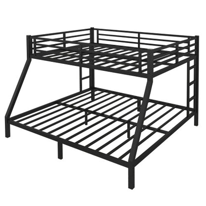 Metal Queen Over King Bunk Bed For Teens And Adults,Space-Saving Noise Reduced No Box Spring Needed, Black