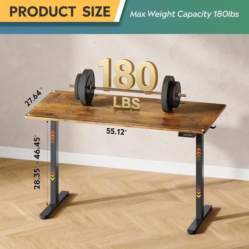 Electric Sit to Stand Desk with 3 Memory Presets, Adjustable Height Stand up Desk, Height Adjustable Standing Computer Desk for Home Office, 40/ 55/ 63/ 71 Inches, Ergonomic Workspace, Workspace Furniture, Sleek Design, Modern Desk