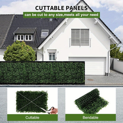 12PCS 24"x16" Artificial Boxwood Boards, UV Protected Grass Wall Panels & Boxwood Fence Panels for Green Wall Decor, Garden Fence, Wedding Backyard Decoration by Dropsure