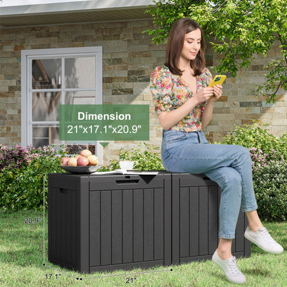 35 Gallon Outdoor Resin Storage Box – Black/Wood Grain by DailySale