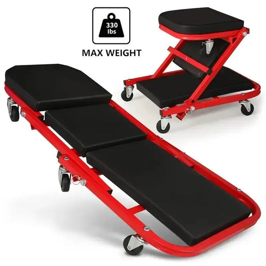 36-Inch Outdoor Z-Shaped Crawling Chair, an Adjustable Load Board Folding Vehicle Crawling Kit, And a Mechanical Crawler with 6 Wheels Measuring 2.5 Inches