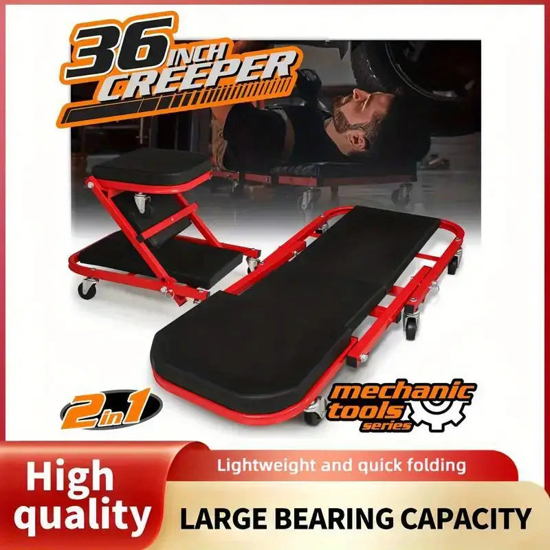 36-Inch Outdoor Z-Shaped Crawling Chair, an Adjustable Load Board Folding Vehicle Crawling Kit, And a Mechanical Crawler with 6 Wheels Measuring 2.5 Inches