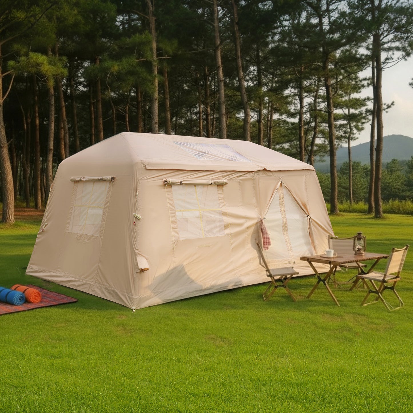 11 m ² Inflatable Tents for Camping, Blow Up Tent with Hand Pump, Easy Setup InflatableTent 4 Season Tent, Waterproof Oxford Air Glamping Tents for Camping Adult 4/6/8 Person by Dropsure