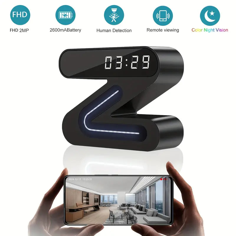 Full HD 1080P Camera Clock - WiFi Camera For Wireless Security Surveillance - Nanny Cam - Night Vision