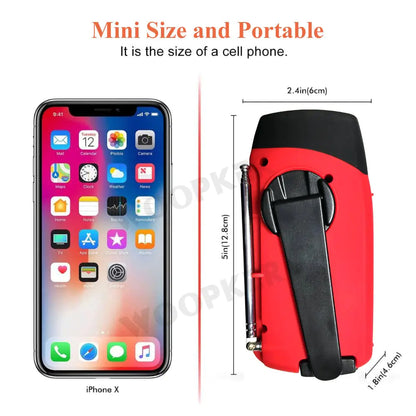 Mini Emergency Radio with Flashlight, Compact Size Comparison with Phone