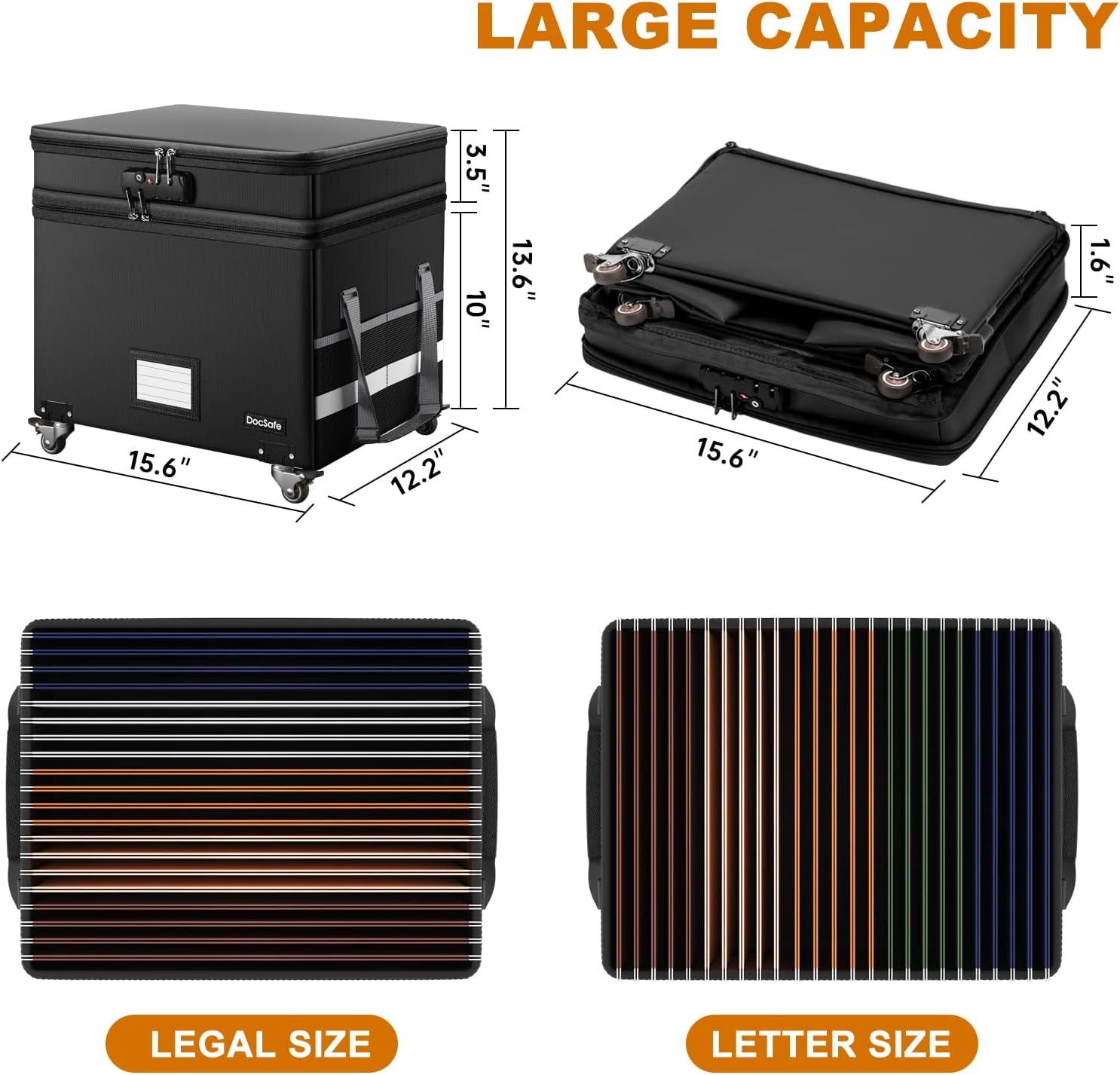 Fireproof File Box With Lock Wheels Rolling Portable by ShipItFurniture