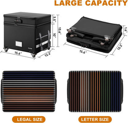 Fireproof File Box With Lock Wheels Rolling Portable by ShipItFurniture