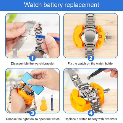 JOREST Watch Repair Kit, for Watch Battery Replacement & Watch Link Removal and Resizing & Watch Opener, Watch Repair Screwdriver Set, Watch Wrench Back Remover, Watch Cleaning, Spring Bar Tool