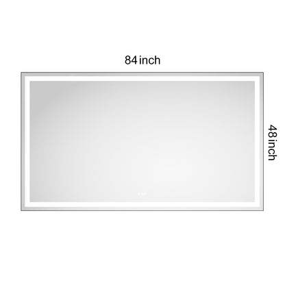 84 x 48 Inch LED Bathroom Mirror with Front and Backlight, Wall Mounted Vanity Mirror with Aluminum Frame, Anti-Fog, Memory, 3 Colors, Stepless Dimmable by Dropsure