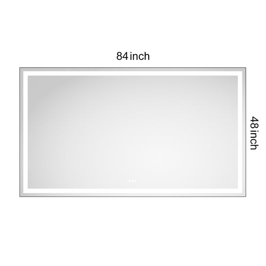 84 x 48 Inch LED Bathroom Mirror with Front and Backlight, Wall Mounted Vanity Mirror with Aluminum Frame, Anti-Fog, Memory, 3 Colors, Stepless Dimmable by Dropsure