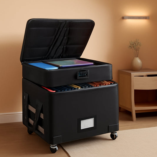 Fireproof File Box With Lock Wheels Rolling Portable by ShipItFurniture
