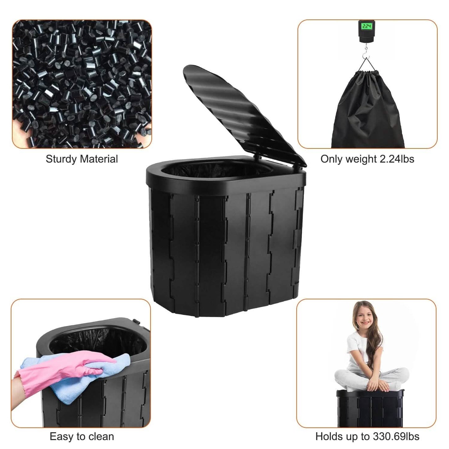 Foldable Emergency Toilet Portable Porta Potty by DailySale