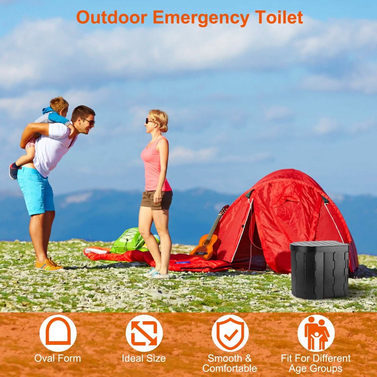 Foldable Emergency Toilet Portable Porta Potty by DailySale