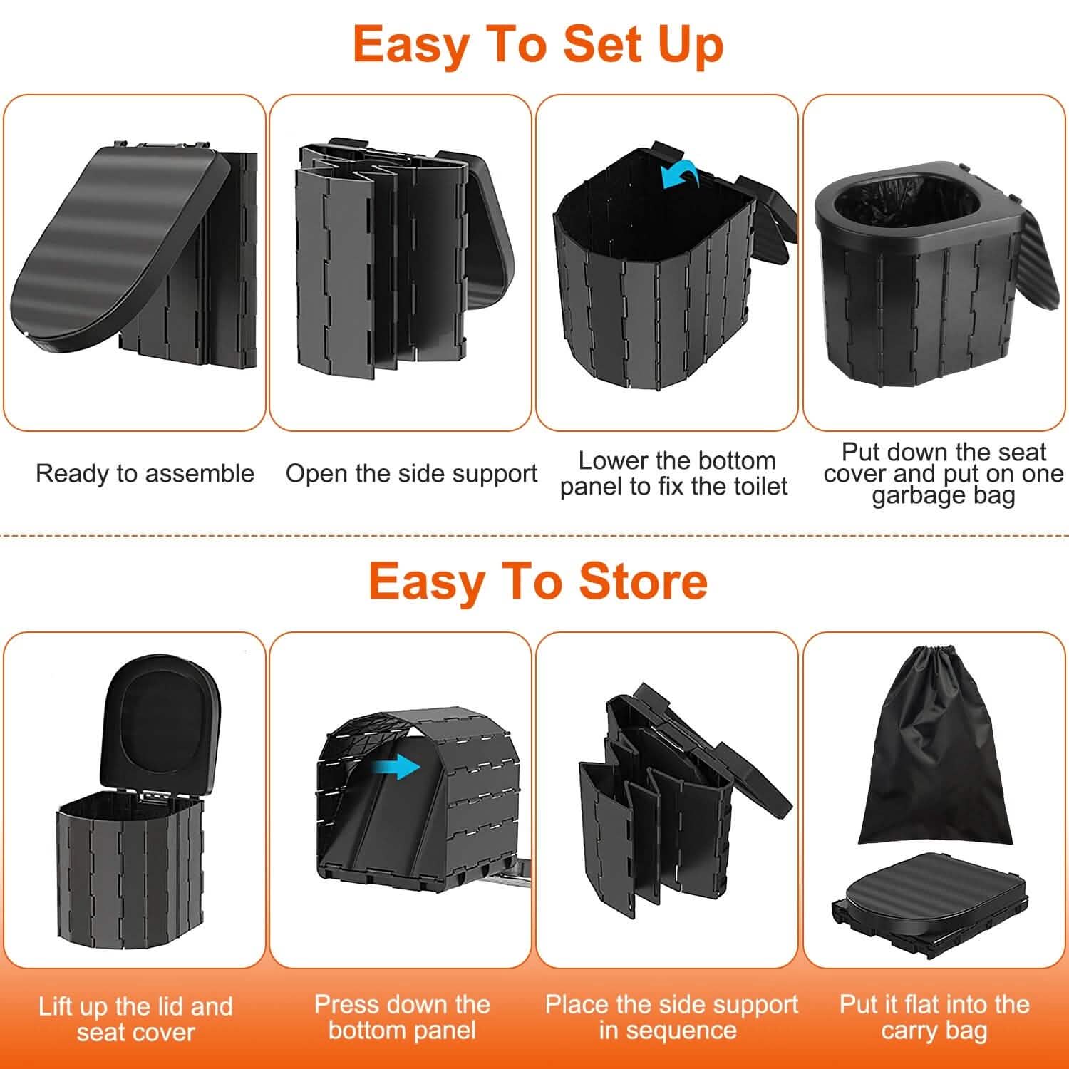 Foldable Emergency Toilet Portable Porta Potty by DailySale