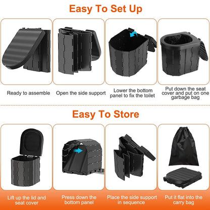 Foldable Emergency Toilet Portable Porta Potty by DailySale