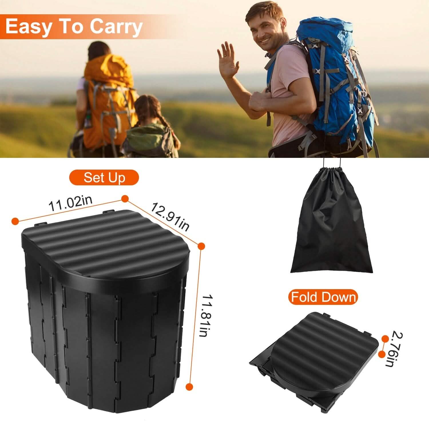 Foldable Emergency Toilet Portable Porta Potty by DailySale