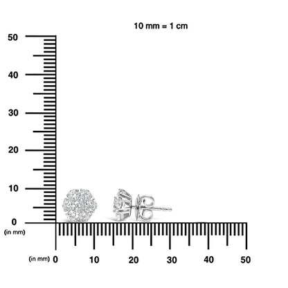14K White Gold 1 3/4 Cttw Lab Grown Diamond Floral Cluster Composite Stud Earrings (G-H Color, VS2-SI1 Clarity) - Anti Spier 
