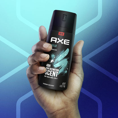 AXE Apollo Body Spray Deodorant for Long-Lasting Odor Protection, Sage & Cedarwood Deodorant for Men Formulated Without Aluminum 4 Ounce (Pack of 4) Apollo (Sage and Cedarwood) 4 Ounce (Pack of 4)