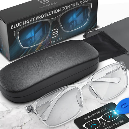 Stylish Blue Light Computer Blocking Glasses for Men and Women - Ease Digital Eye Strain, Dry Eyes, Headaches and Blurry Vision - Instantly Blocks