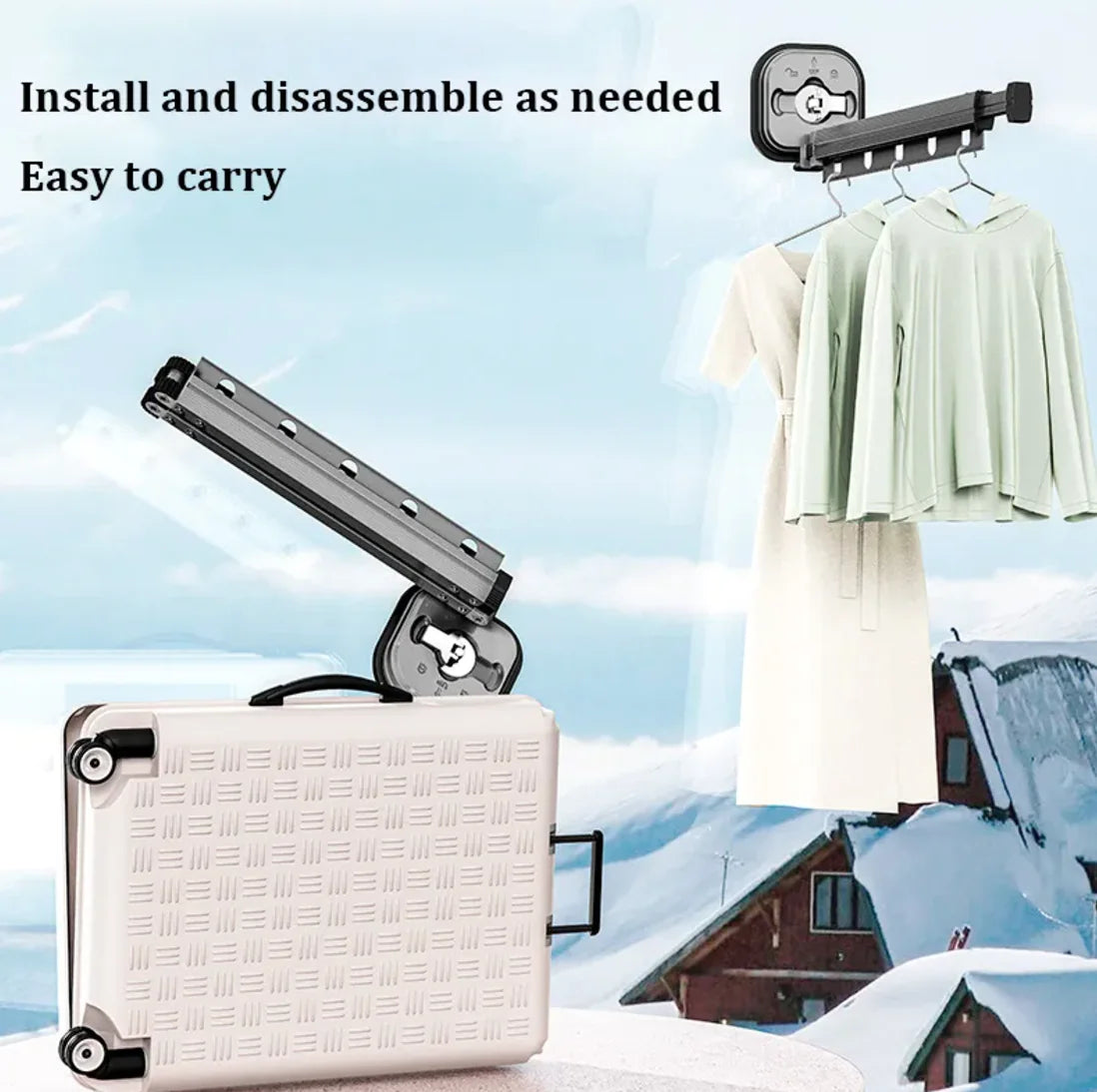 Retractable Aluminum Suction Cup Clothes Hanger