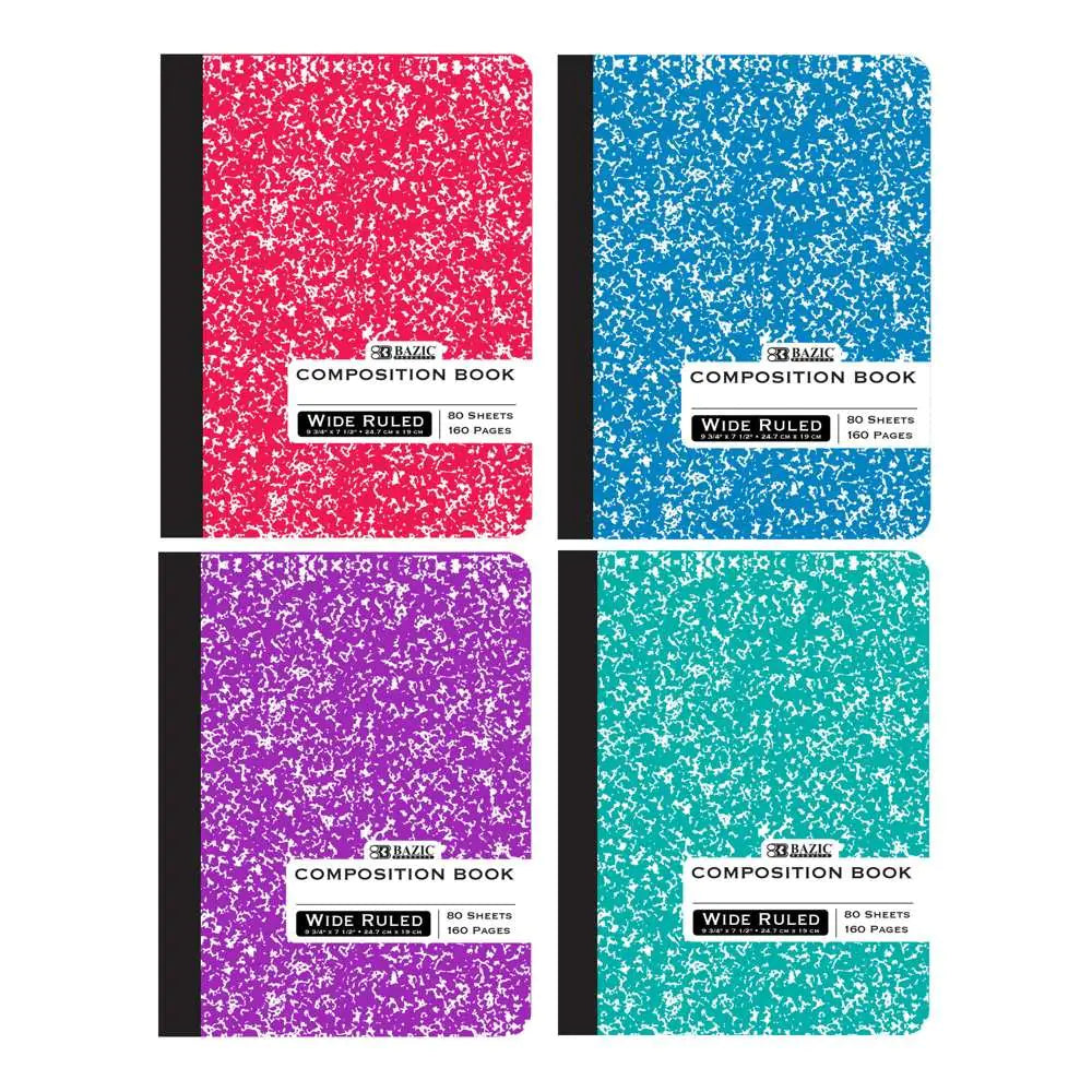 Composition Book Assorted Color Marble W/R 80 Ct.