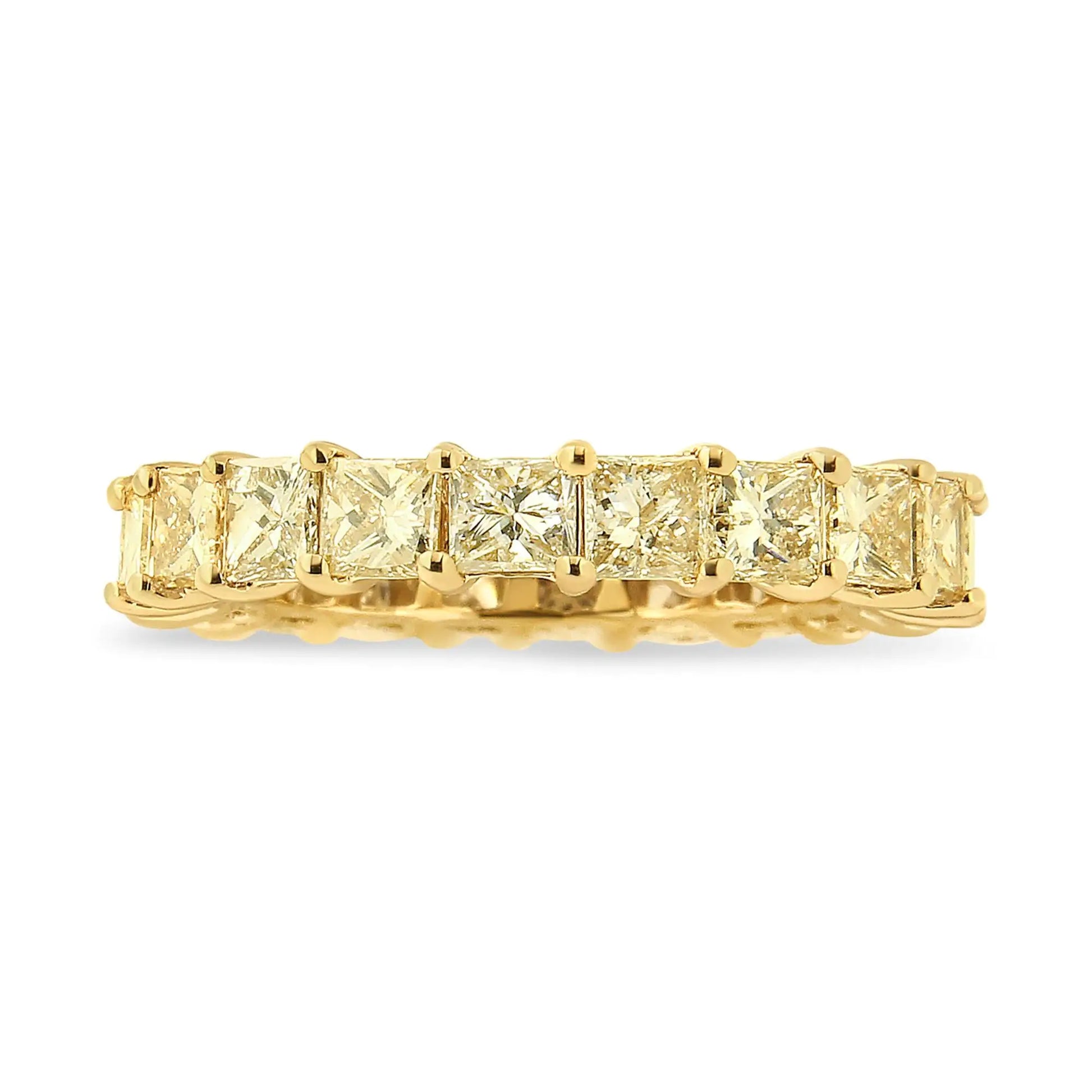 14K Yellow Gold 4.00 Cttw Shared Prong Set Princess Cut Diamond Eternity Band Ring (J-K Color, VS1-VS2 Clarity) - Anti Spier 