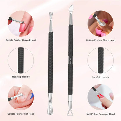 Cuticle Pusher Nail Polish Remover Stainless Steel Manicure Tool Set Gel Nail Polish Peeler Scraper Nail Cleaner Pedicure Kit for Fingernail and Toenail, opove P1, Matter Black… Buy X7 Get This 90% Off