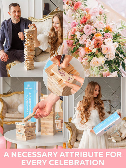 Wedding Guest Book Alternative 75 pcs Wooden Block Guest Book for Sign