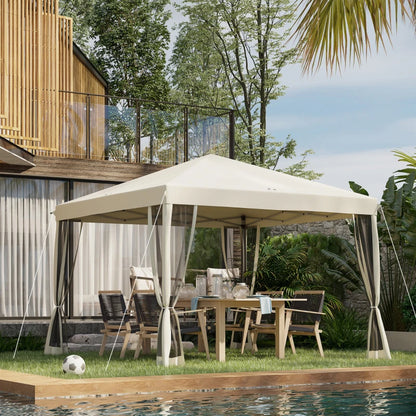 Outsunny 10' x 10' Pop Up Canopy Tent with Netting, Instant Gazebo, Screen House Room with Carry Bag, Height Adjustable, for Outdoor, Garden, Patio, Camping, Light Blue by Dropsure