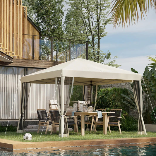 Outsunny 10' x 10' Pop Up Canopy Tent with Netting, Instant Gazebo, Screen House Room with Carry Bag, Height Adjustable, for Outdoor, Garden, Patio, Camping, Light Blue by Dropsure