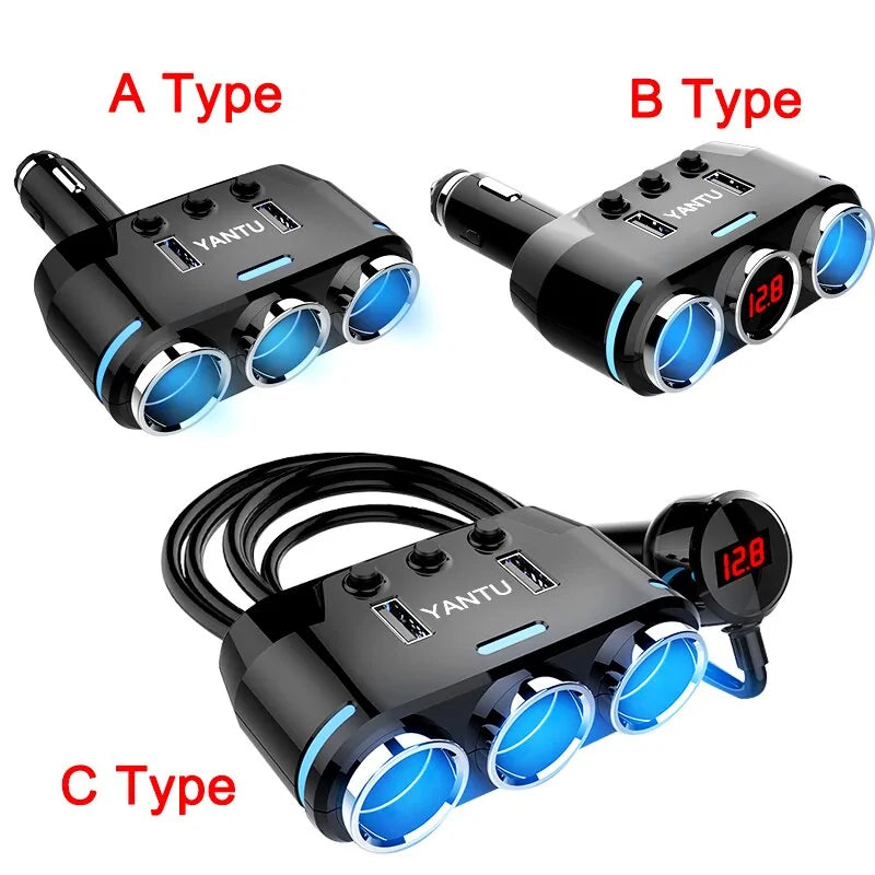 12V-24V Car splitter Cigarette Lighter Socket Plug Dual USB Charger Adapter