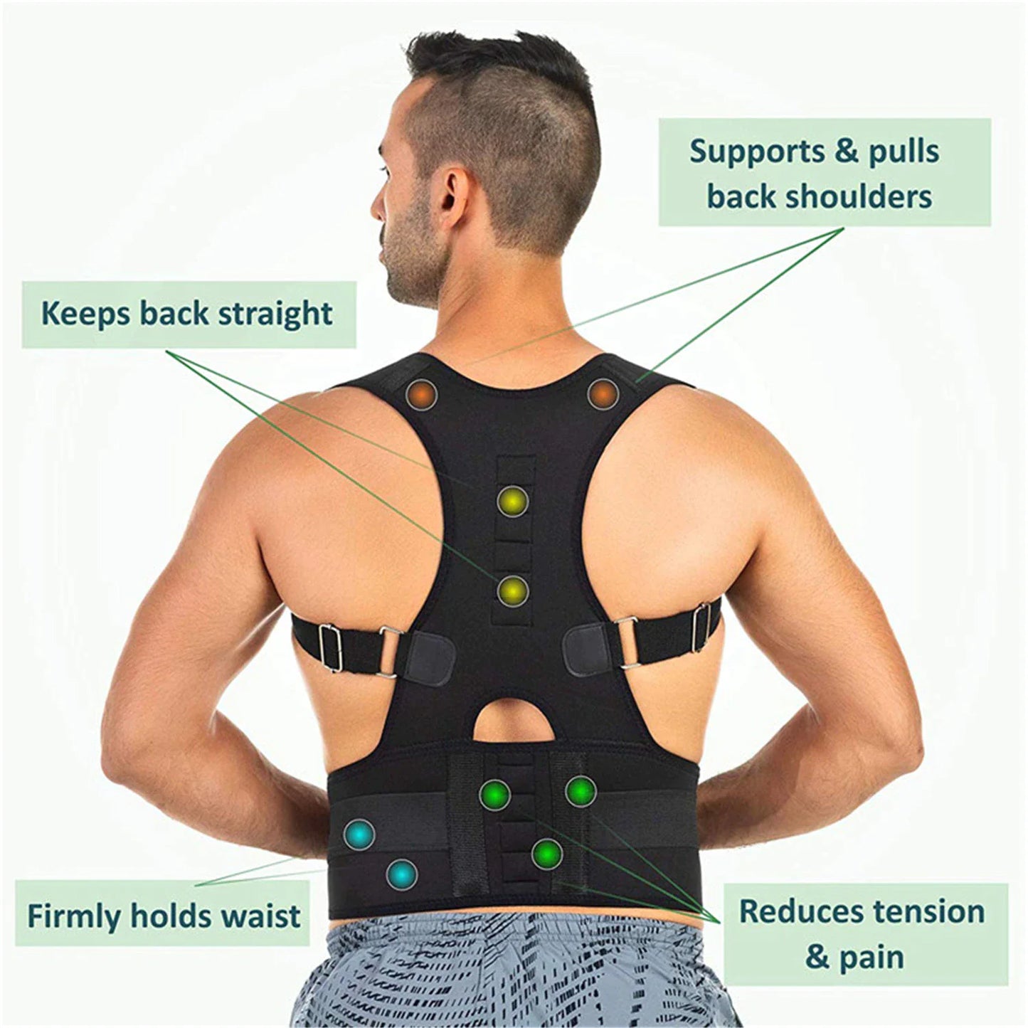 Posture Corrector Support Magnetic Back Shoulder Brace Belt Band For Men Women - Anti Spier 