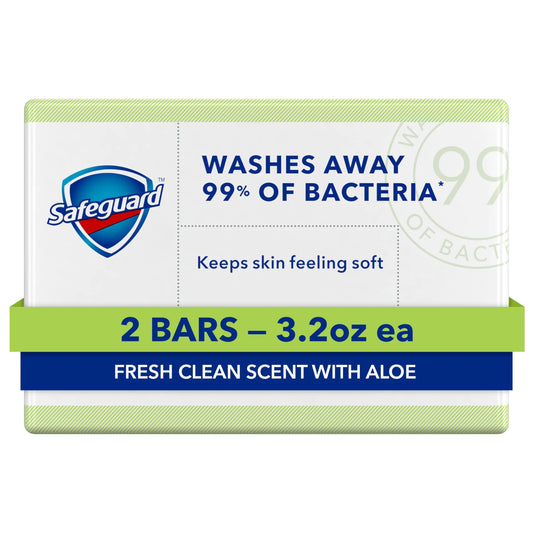 Safeguard Micellar Deep Cleansing Bath Bar Soap, Washes Away 99 Percent of Bacteria, Leaves Skin Soft, Fresh Clean Scent with Aloe, 3.2 oz (2 Count) 2 Count (Pack of 1)