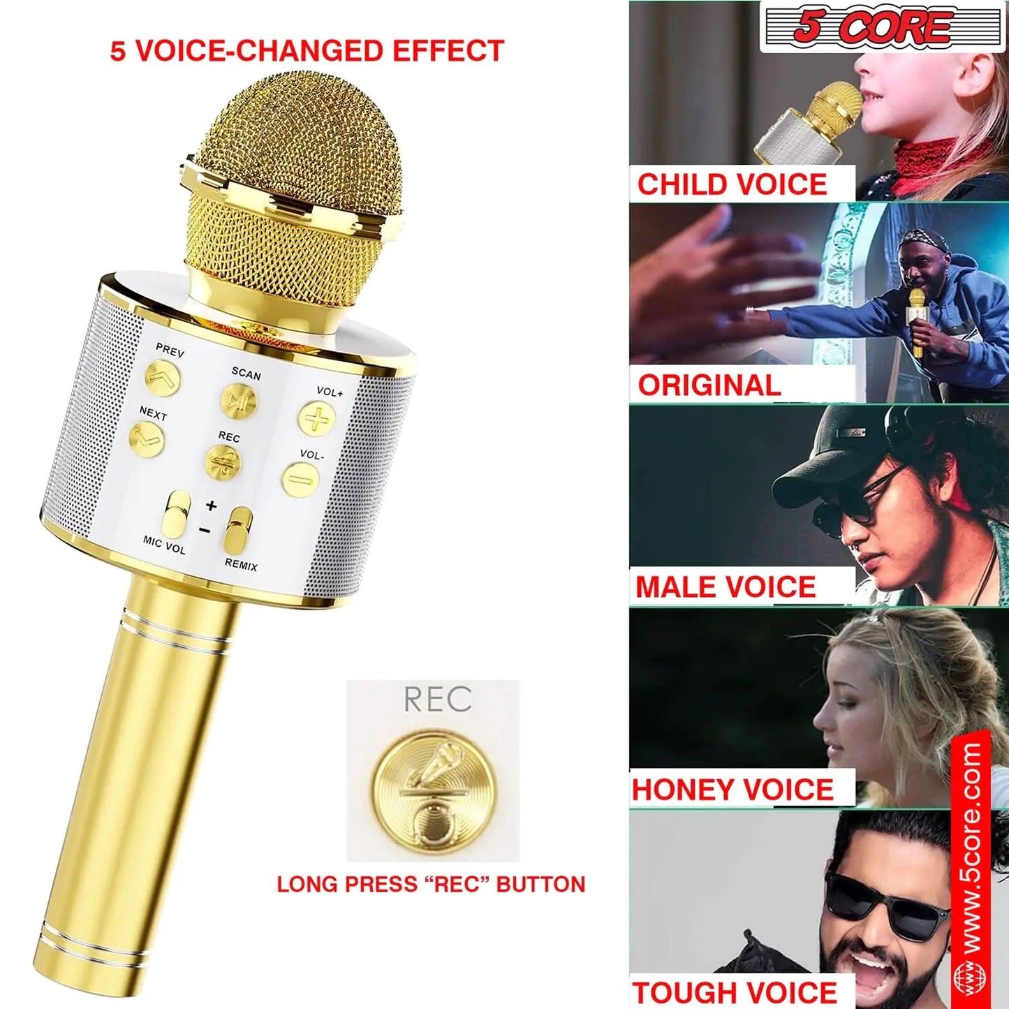 5Core Wireless Karaoke Microphone Bluetooth Mic Portable Handheld Microfonos Inalambricos