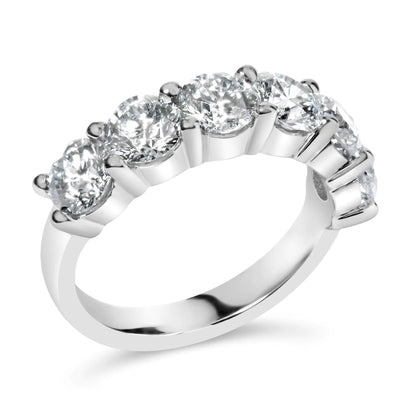 14K White Gold 3.0 Cttw Lab-Grown Diamond Shared Prong Set 6 Stone Band Ring (G-H Color, VS2-SI1 Clarity) - Anti Spier 