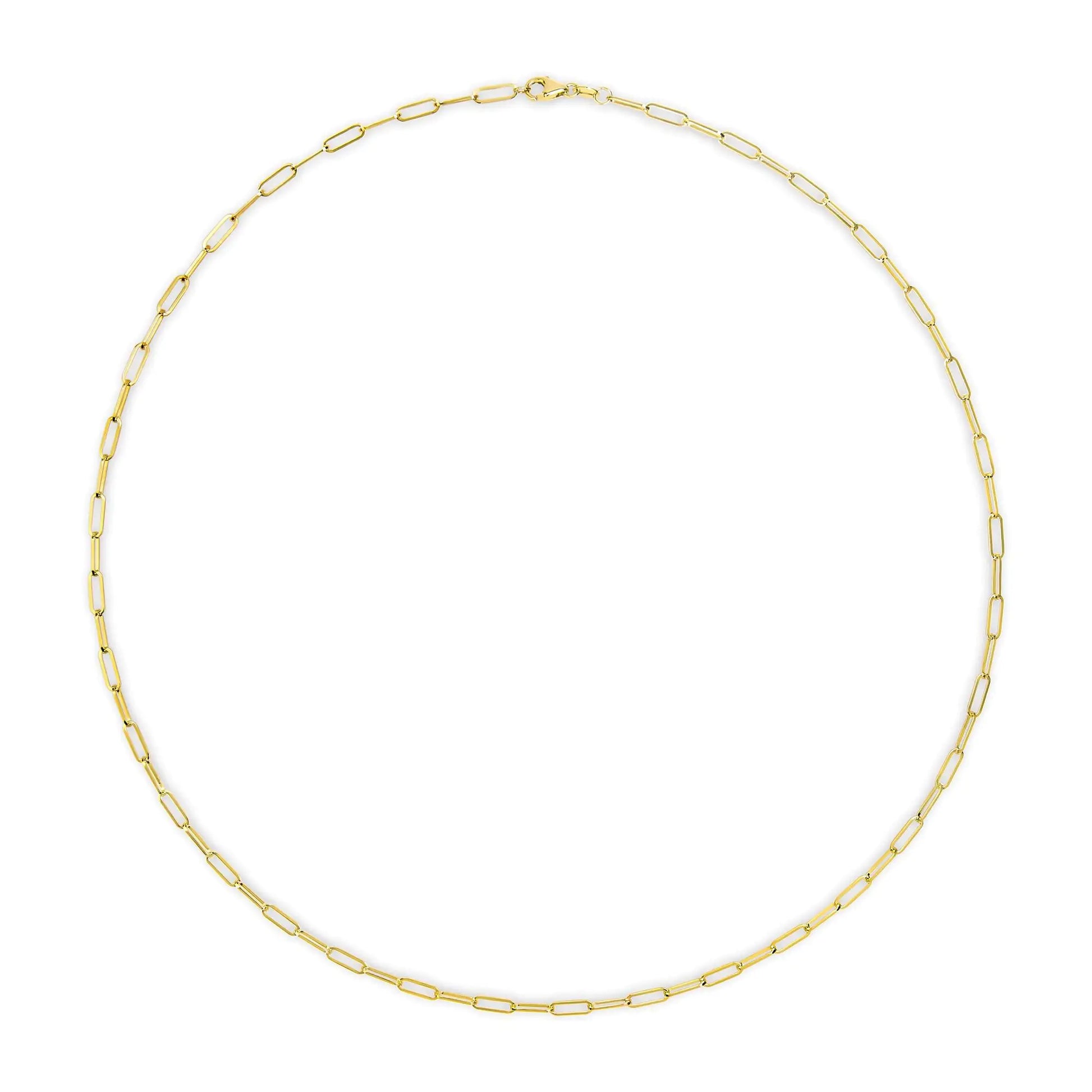 Unisex Solid 14K Gold 2.5mm Paperclip Chain Necklace - Anti Spier 