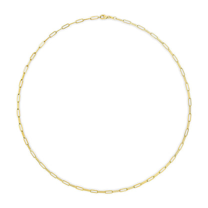 Unisex Solid 14K Gold 2.5mm Paperclip Chain Necklace - Anti Spier 