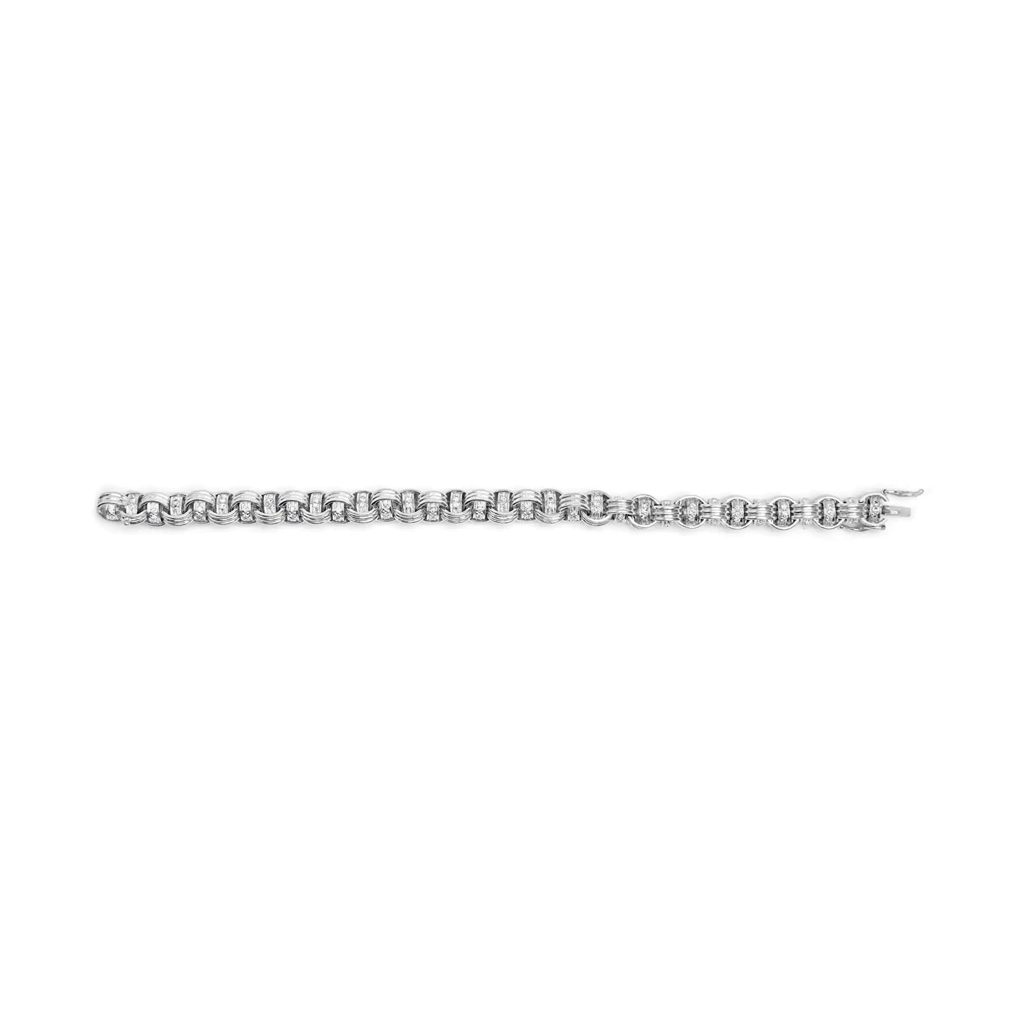 14K White Gold 1/2 Cttw Diamond Knotted Byzantine Link Bracelet (H-I Color, I2-I3 Clarity) - 7" Inches - Anti Spier 