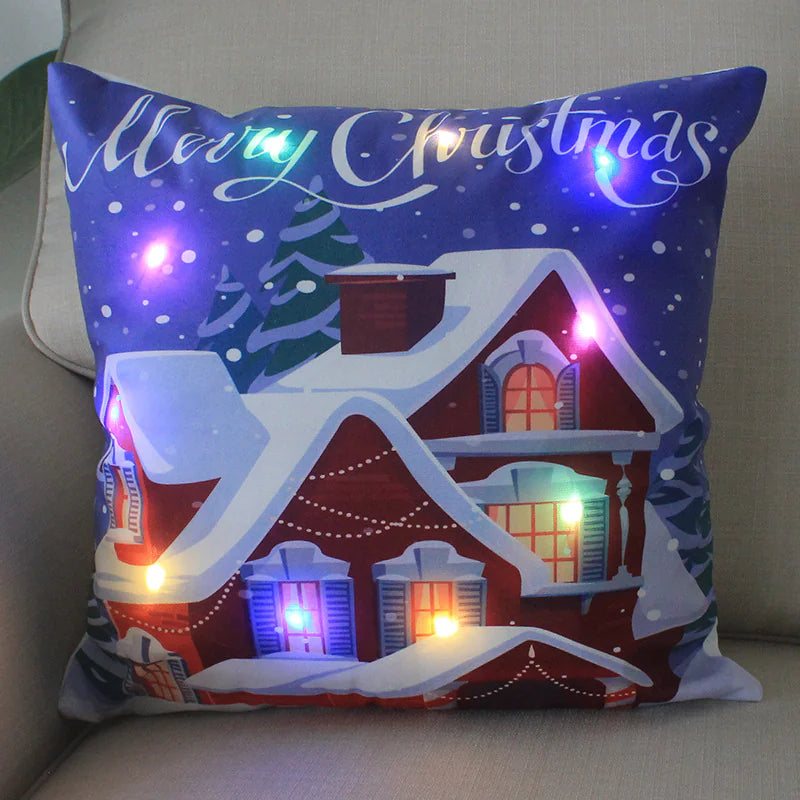 Super Soft Plush Christmas LED Lantern Pillowcase