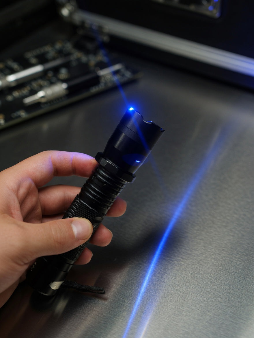 Black Flashlight Stun Shock Rechargeable Super Bright LED with Holster