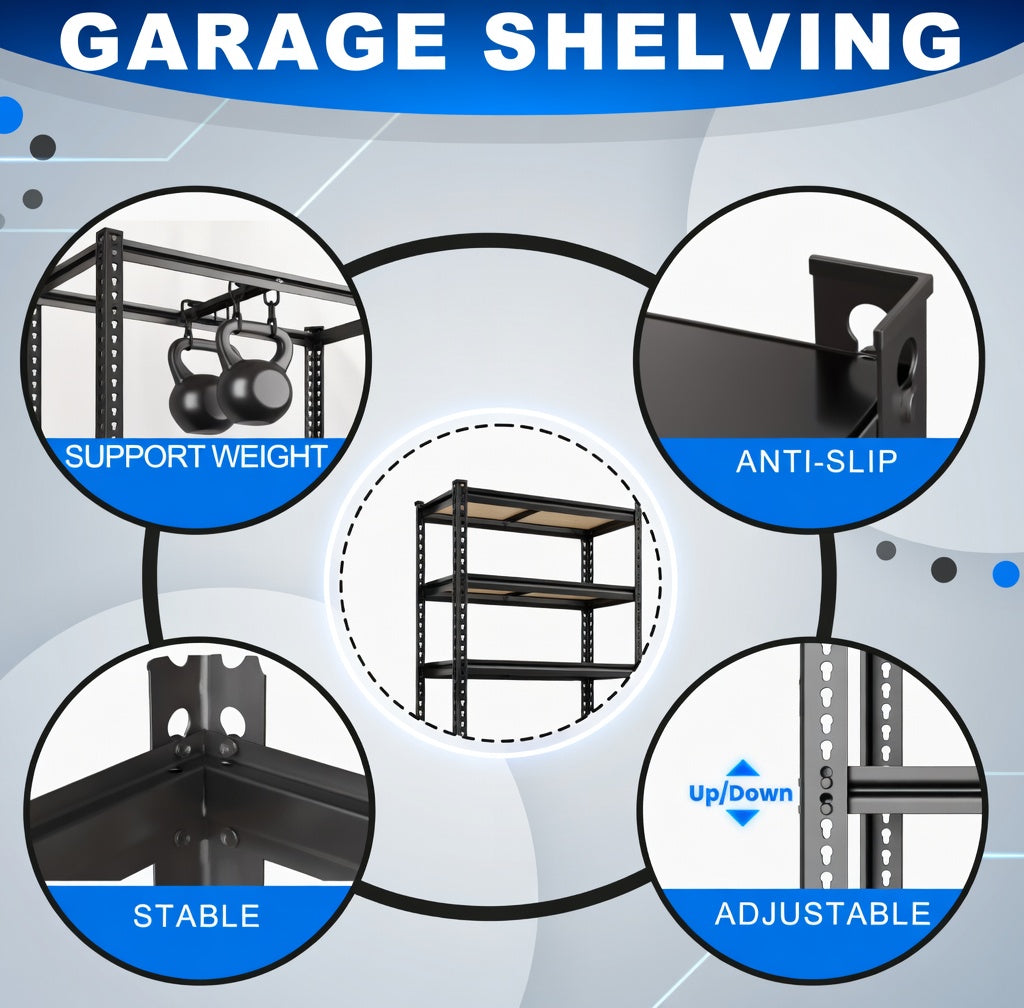 5-Tier Heavy Duty Metal Storage Shelves, Shelving Units, Adjustable Racks