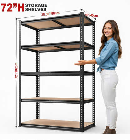 5-Tier Heavy Duty Metal Storage Shelves, Shelving Units, Adjustable Racks