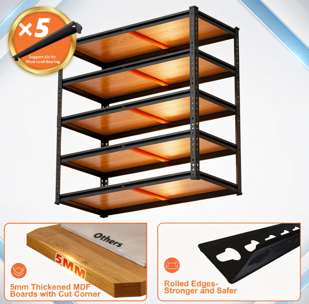5-Tier Heavy Duty Metal Storage Shelves, Shelving Units, Adjustable Racks