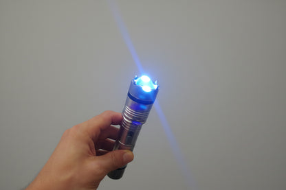 Silver Safety Flashlight Stun Shock Rechargeable Super Bright LED with Holster