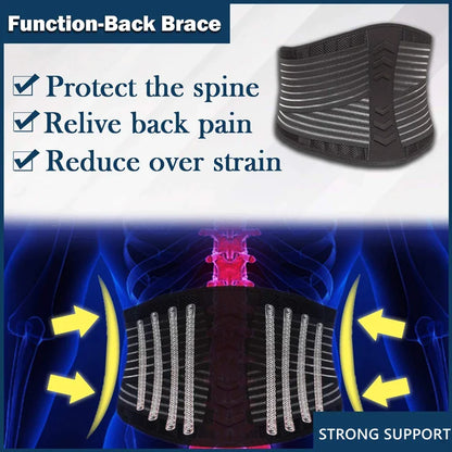 Lower Back Support Brace Lumbar Waist Belt Double Pull Breathable Belt Men Women - Anti Spier 