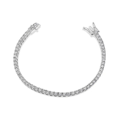 14K White Gold 2.0 Cttw Miracle Set Round-Cut Lab Grown Diamond Illusion 7" Tennis Bracelet (F-G Color, VS2-SI1 Clarity) - Anti Spier 