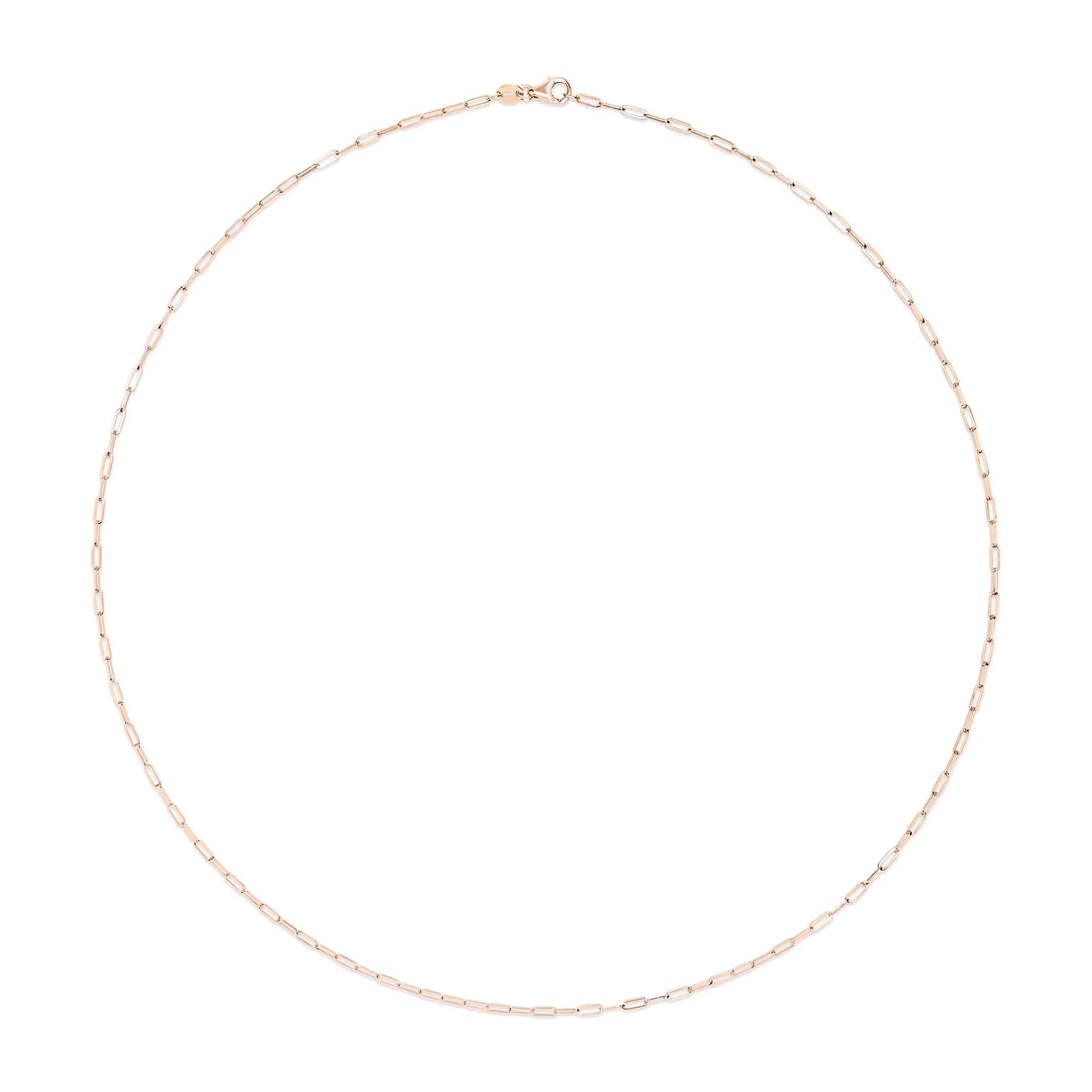 Unisex Solid 14K Gold 1.5mm Paperclip Chain Necklace - Choice of Length and Metal Color - Anti Spier 