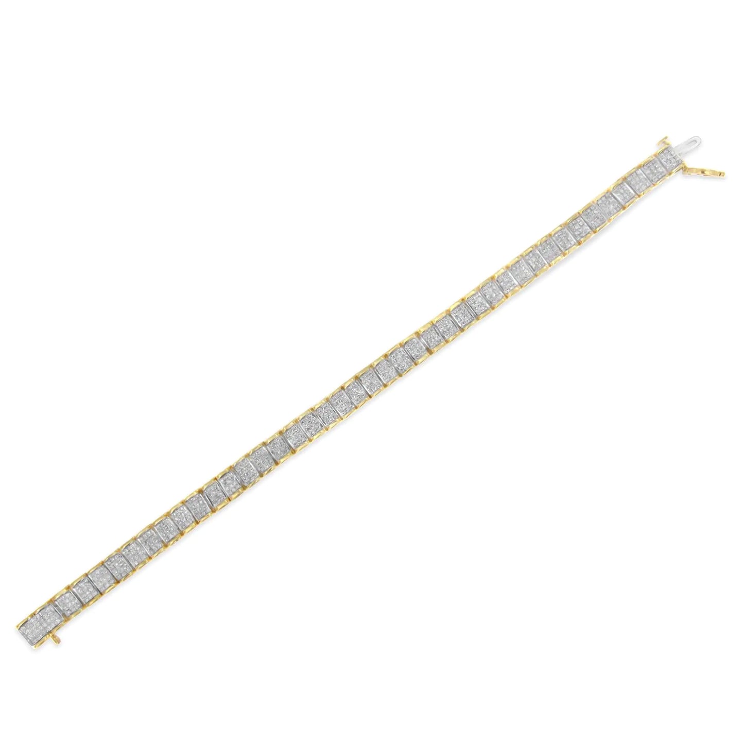 14K Gold 5.00 Cttw Square Princess Cut White Diamond Rectangular Invisible Set Link Tennis Bracelet (H-I Color, SI2-I1 Clarity) - 7.25” Inches - Anti Spier 