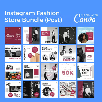 Downloadable Instagram Fashion Store 100 Pages Bundle