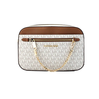 Michael Kors Jet Set EW Vanilla PVC Zip Chain Crossbody - Anti Spier 